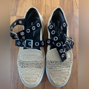 Robert Clergerie Self Portrait Woven Raffia Telf Flat Sneakers